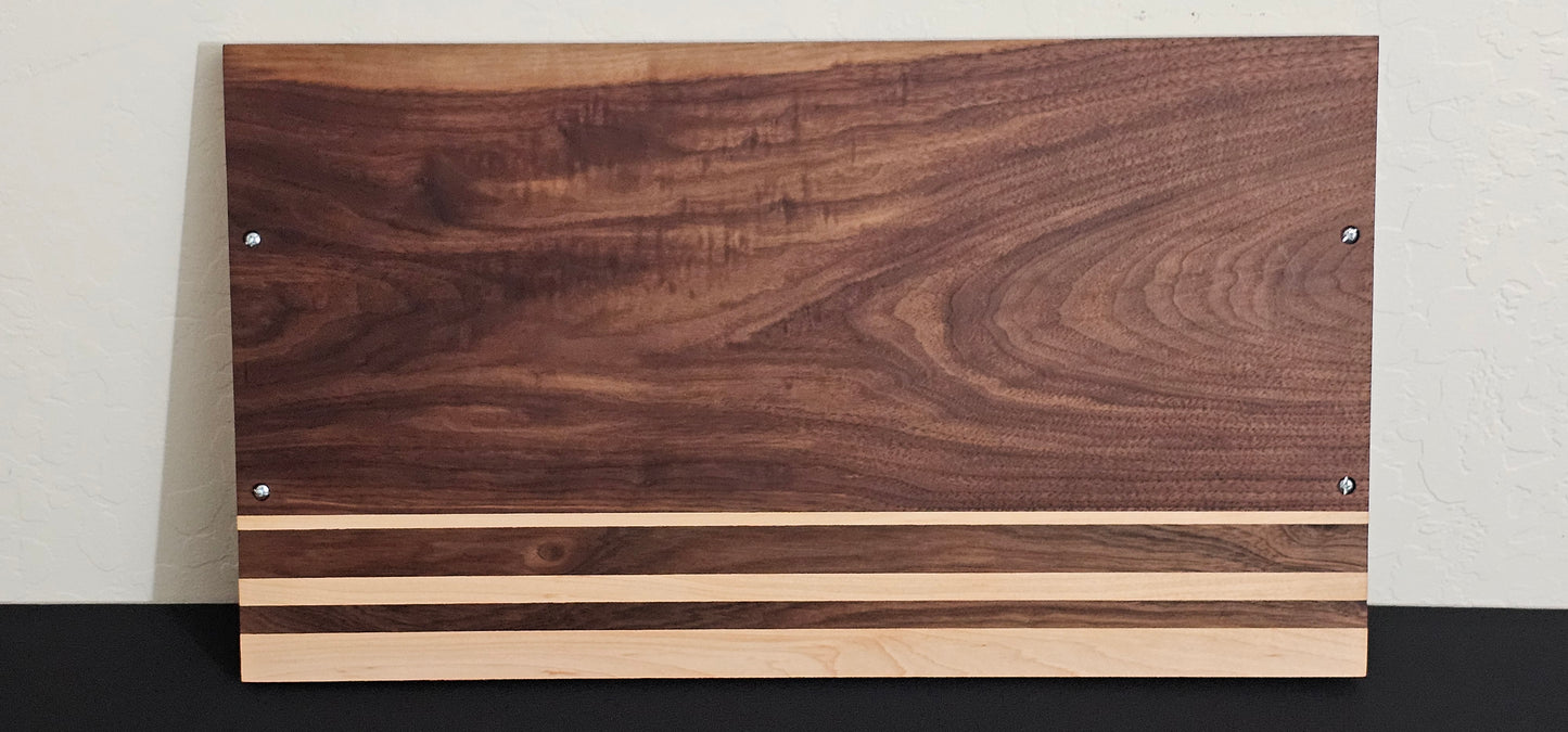 Serving Tray Made of Black Walnut & Hard Maple "Dad's Grilling Tray"