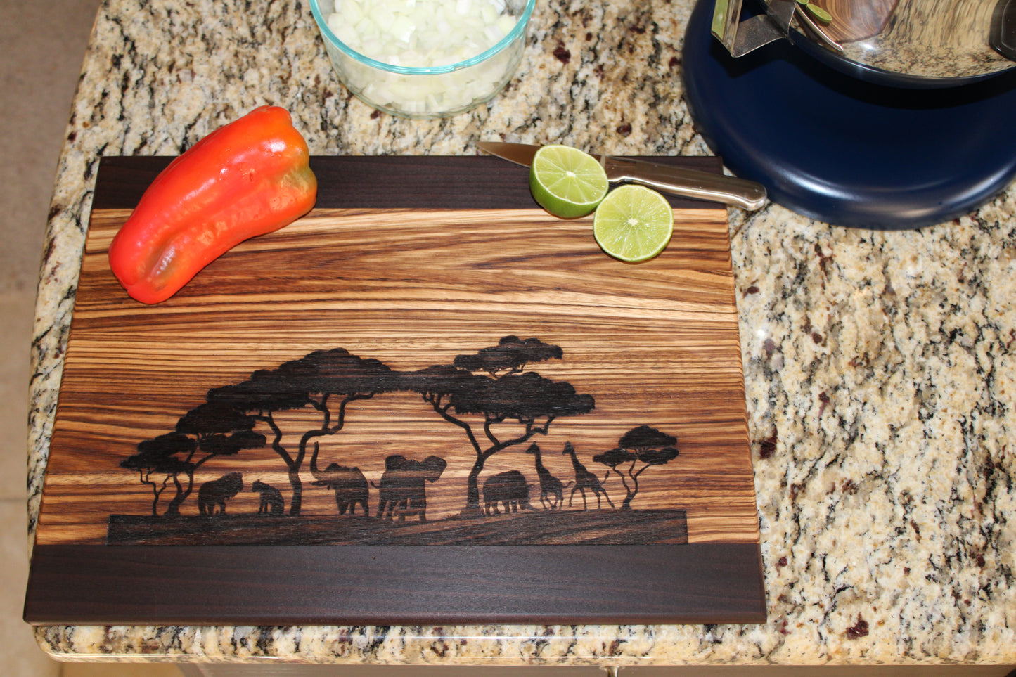 Cutting Board Made of Zebrawood & Roasted Poplar "Safari"