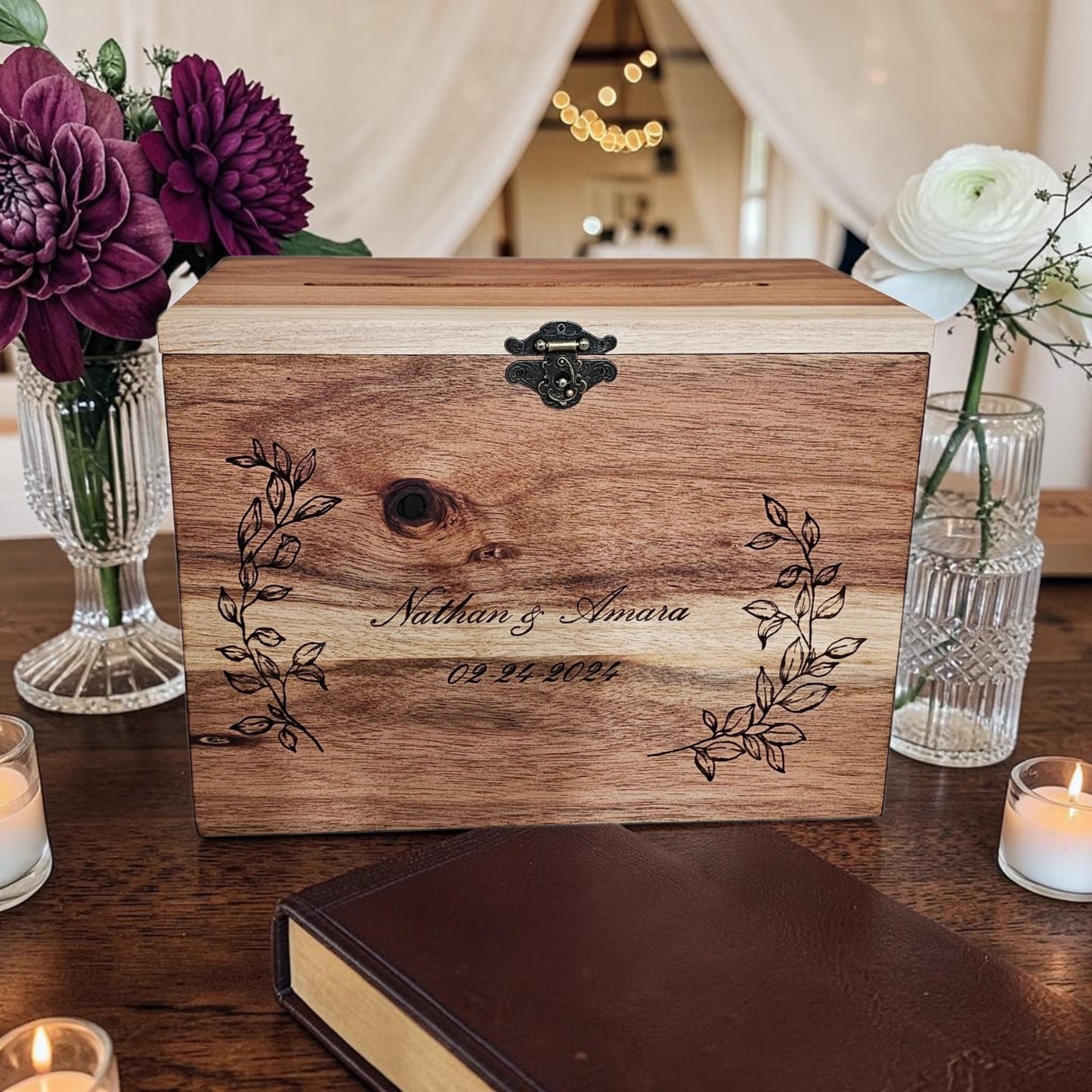 Card Box Made of Cherry Wood