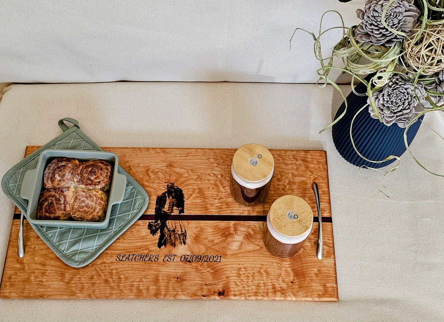 Quilted Maple with Purple Heart Accent Serving Tray