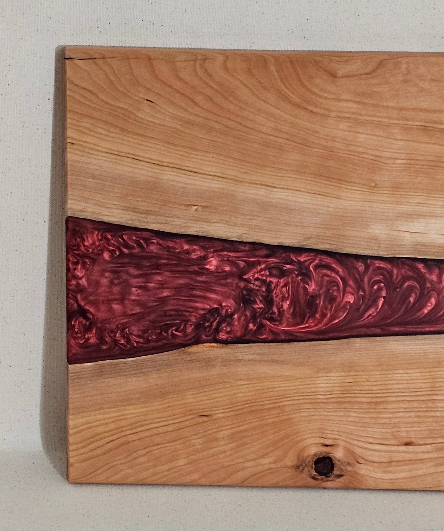 Cherry Serving Tray with Epoxy Accent