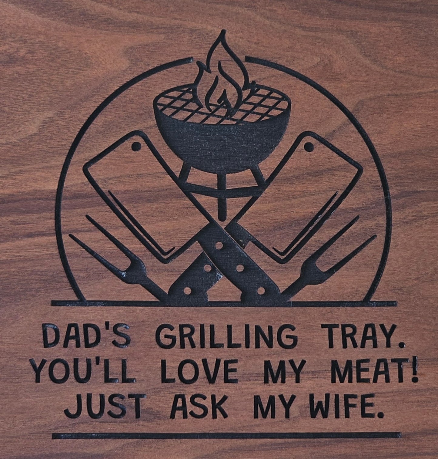 Serving Tray Made of Black Walnut & Hard Maple "Dad's Grilling Tray"