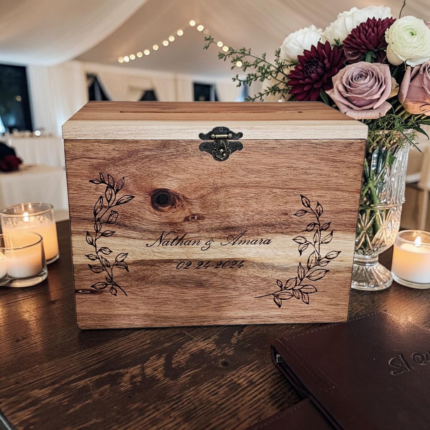 Card Box Made of Cherry Wood