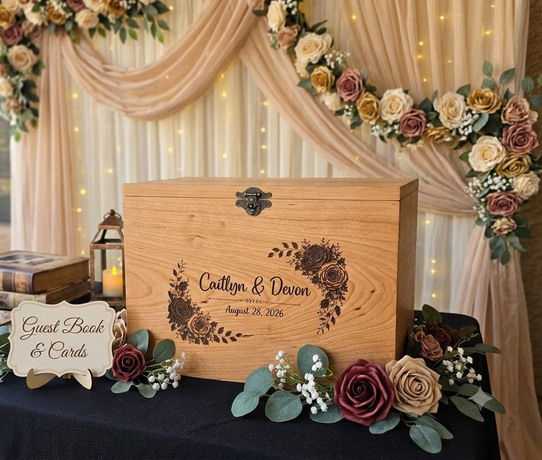 Card Box Made of Cherry Wood